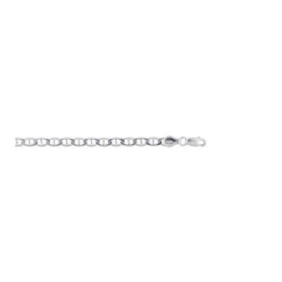 Silver with Non-Rhodium Finish 4.5mm wide Shiny Diamond Cut Flat Mariner Chain with Lobster Clasp 16