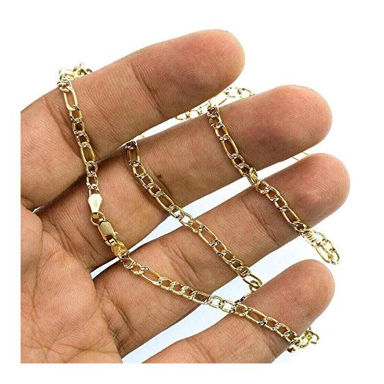 10K Diamond Cut Gold HOLLOW FIGARO Chain - 20 Inches Long 3.1MM Wide 3