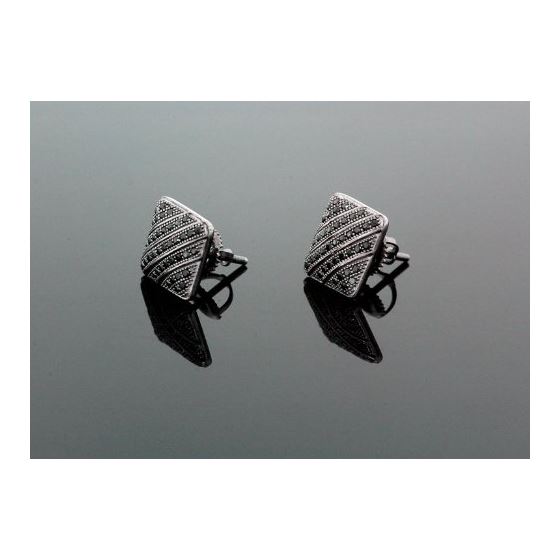 Sterling Silver Unisex Fashion Square Hand Set Stud Earrings ME0226c 1