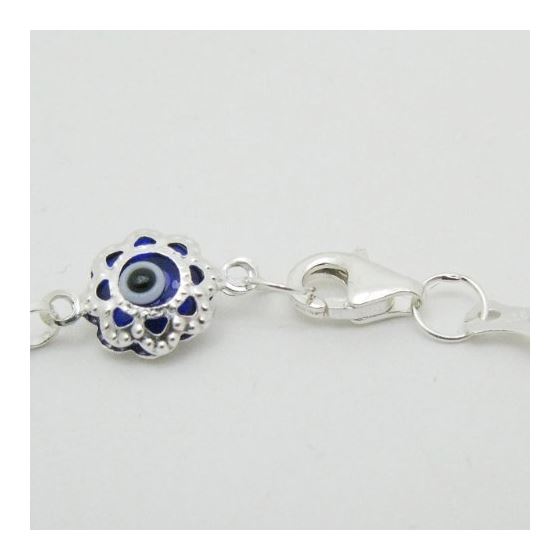 "Sterling Silver Fashion Small Multi-Colored Guardian Evil Eye Bracelet