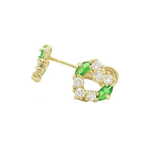 14K Yellow gold Heart fancy cz stud earrings for Children/Kids web432 1