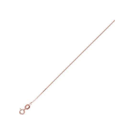 14K Rose Gold 0.6mm wide Shiny Classic Box Chain with Spring Ring Clasp