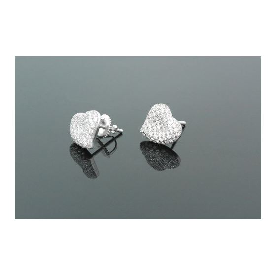 Sterling Silver Heart Shape Fashion Hand Set Stud Earrings ME0212c 1