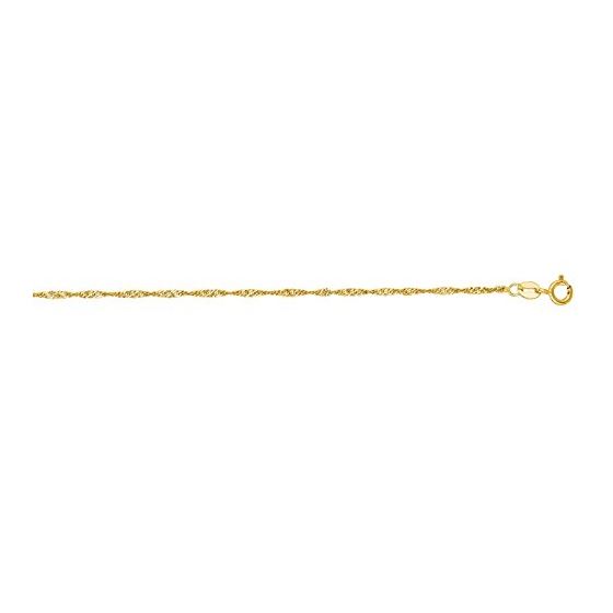 10K Yellow Gold 1.5mm Diamond Cut Singapore Chain Bracelet with Spring Ring Clasp