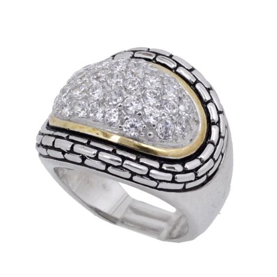 "Ladies .925 Italian Sterling Silver white cz synthetic gemstone ring SAR57 6