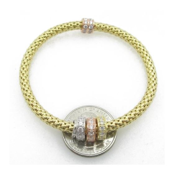 Ladies .925 Italian Sterling Silver yellow fancy italian primavera bracelet Diameter - 2.55 inches 3