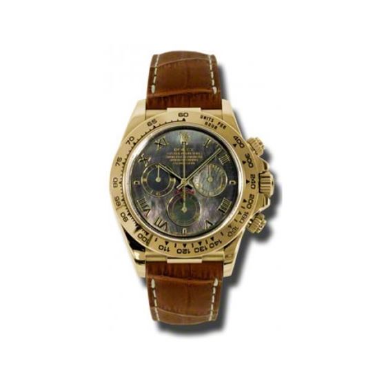 Rolex Watches  Daytona Yellow Gold  Leather Strap 116518 dkmrbr