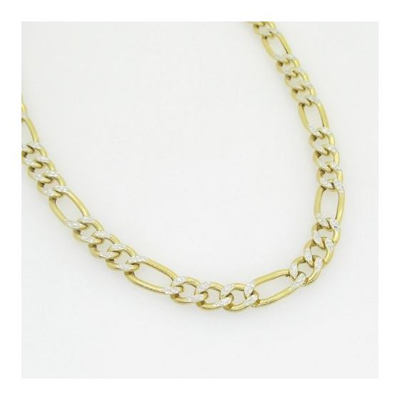 10K Yellow Gold diamond cut figaro chain GC110 3