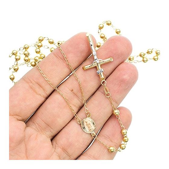 14K YELLOW Gold HOLLOW ROSARY Chain - 28 Inches Long 4.01MM Wide 3