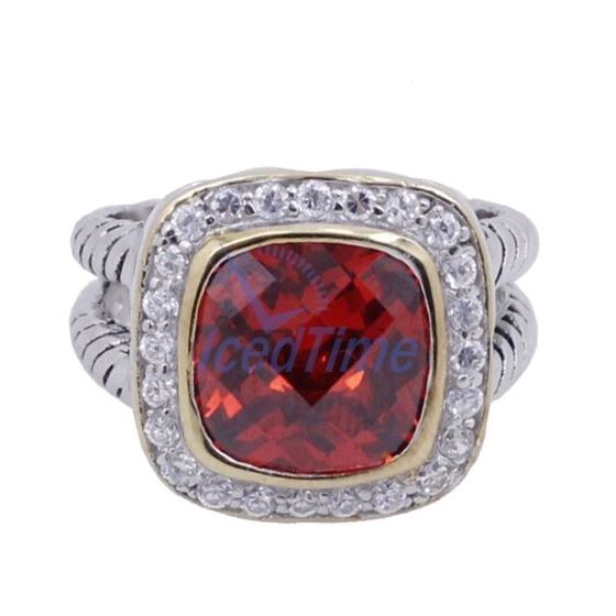 "Ladies .925 Italian Sterling Silver Ruby Red synthetic gemstone ring SAR56 6