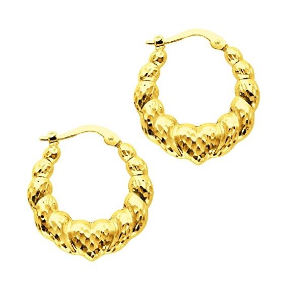 14K Yellow Gold Ladies Hoop Earrings ER946