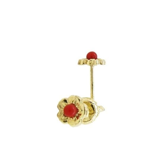 14K Yellow gold Flower pearl stud earrings for Children/Kids web213 1