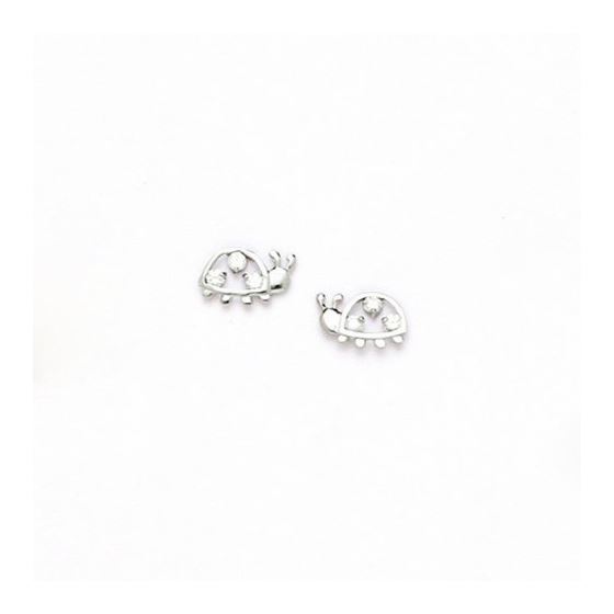 14K White Gold star oval drop shap with cz earrings screw back Size: Actual Image