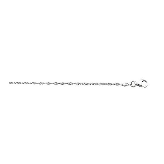 "Sterling Silver rhodium plated 24"" 1.6mm wide polish diamond cut singapore chain with pear shape c