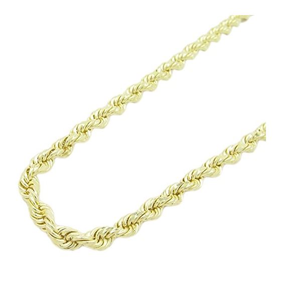 "Mens 10k Yellow Gold skinny rope chain ELNC7 20"" long and 3mm wide 1"