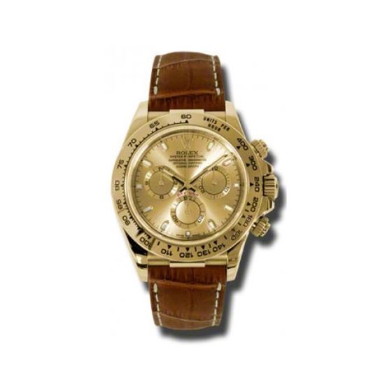 Rolex Watches  Daytona Yellow Gold  Leather Strap 116518 chsbr