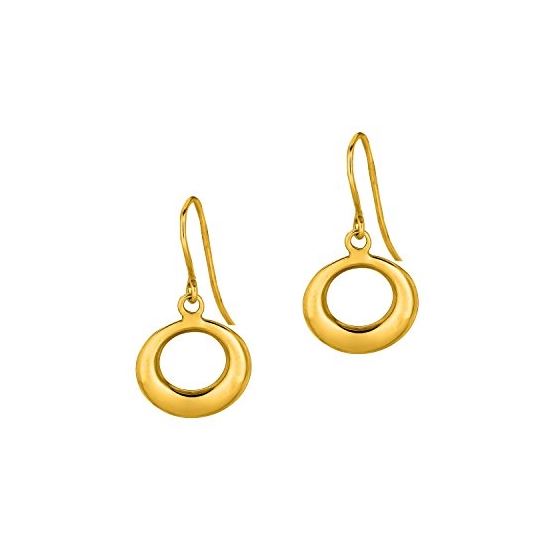 14K Yellow Gold Shiny Graduated Open Circle Drop Earring