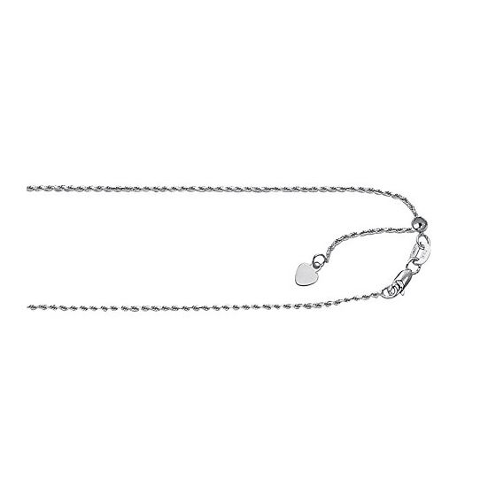 Sterling Silver Rhodium Plated Rope Chain 22 Inch