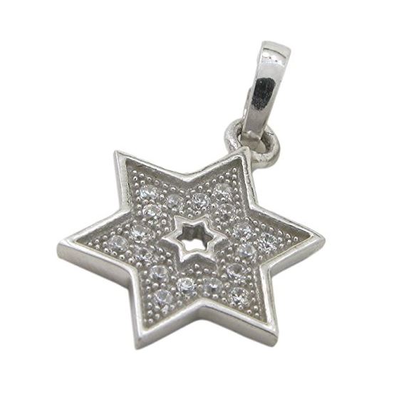 Womens White star of david cz pendant Silver33 1