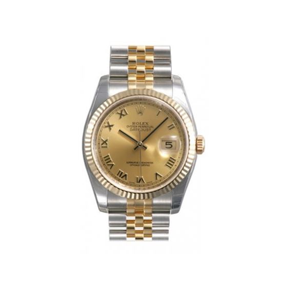 Rolex Datejust Copper Roman Dial Jubilee Bracelet Two Tone Mens Watch 116233CORJ