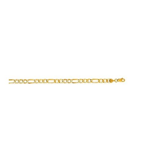 10K 24 inch long Yellow Gold 5.4mm wide Diamond Cut Figaro Lite Link with Lobster Clasp FJ-120LFIG-2