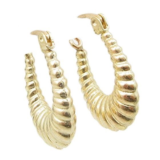 10k Yellow Gold earrings Fancy puff bamboo gold earrings AGBE79 1