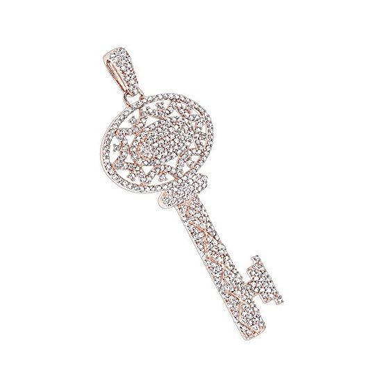 Ladies 14K Natural 1 Ctw Diamond Key Necklace (Ros