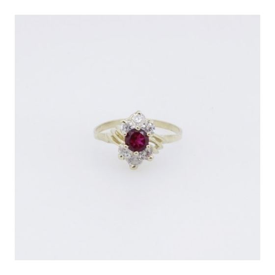 10k Yellow Gold Syntetic red gemstone ring ajr62 Size: 7.5 3