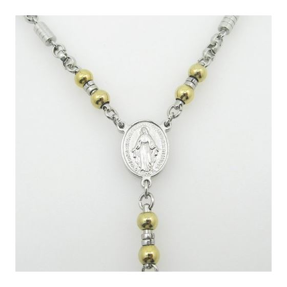 "Stainless Steel Rosary Necklace with Cross R136 ball 6 mm