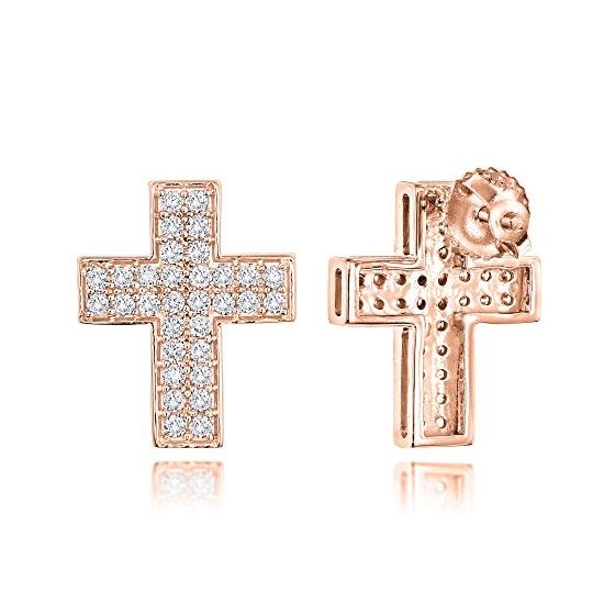 Ladies 14K Natural 0.5 Ctw Diamond Cross Earrings