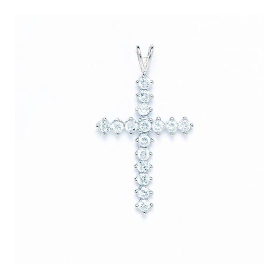 14K Gold Cross Pendant CZ PW54