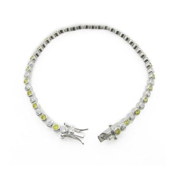 Ladies .925 Italian Sterling Silver white and yellow cz bracelet 3