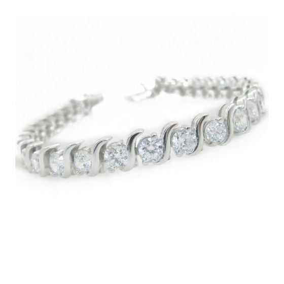 Ladies .925 Italian Sterling Silver round cut fancy cz bracelet Length 1