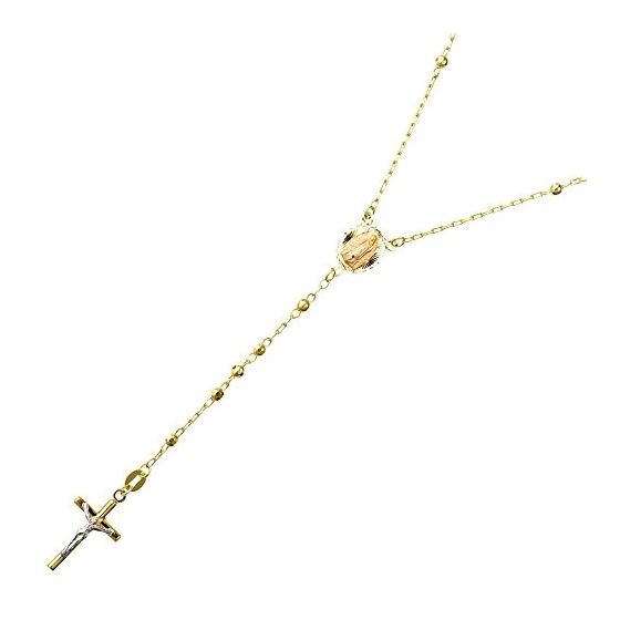 10K YELLOW Gold HOLLOW ROSARY Chain - 28 Inches Long 3MM Wide 1