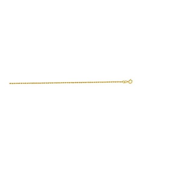 10K 16 inch long Yellow Gold 1.25mm wide Shiny Solid Diamond Cut Royal Rope Chain with Spring Ring C