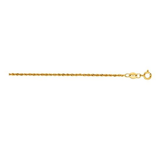 14K Yellow Gold 1.0mm wide Diamond Cut Lite Rope Chain with Spring Ring Clasp 1