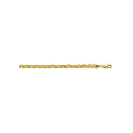 14K Yellow Gold 3.5mm wide Diamond Cut Braided Fox Chain with Lobster Clasp