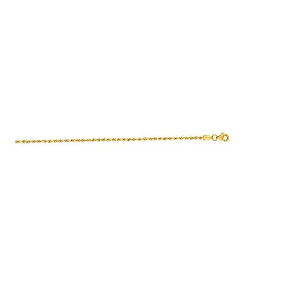 10K 24 inch long Yellow Gold 2.0mm wide Shiny Solid Diamond Cut Royal Rope Chain with Lobster Clasp