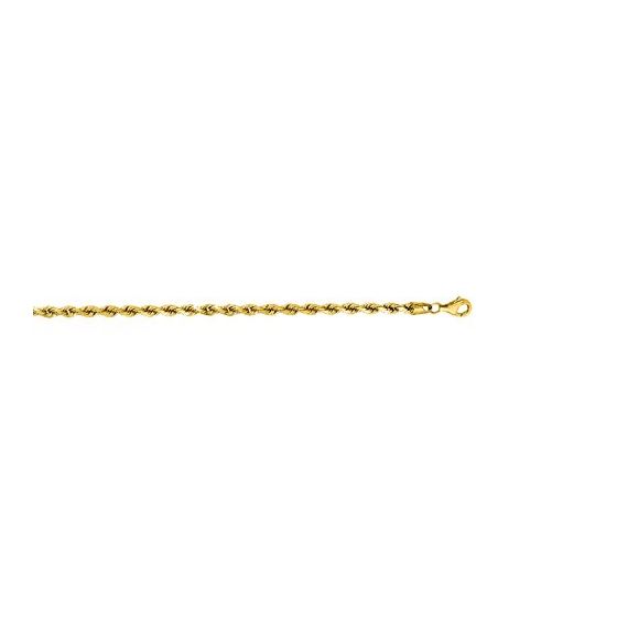 "14K Yellow Gold Solid Diamond Cut Rope Chain 8"" inches long x4.0mm wide"