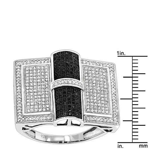 "White and Black Diamond Ring for Men Sterling Silver by LUXURMAN (1 Ct