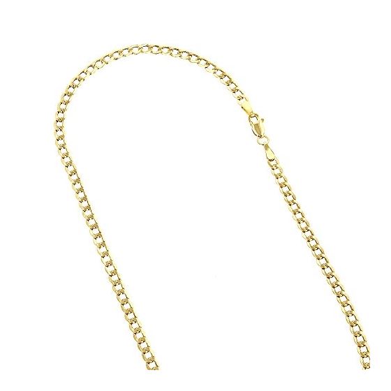 "10K 24"" long Yellow Gold 5.3mm wide Curb Cuban Italy Lite Chain Necklace with Lobster Clasp FJ-120