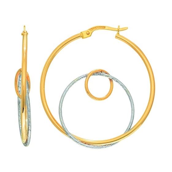 14K Yellow White Gold Ladies Hoop Earring Earrings ER3081