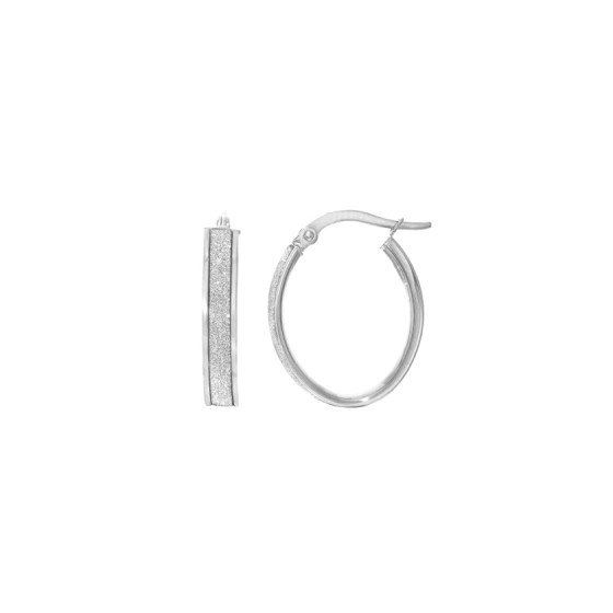 14kt White Gold 3.75x14x17mm Shiny Oval Hoop