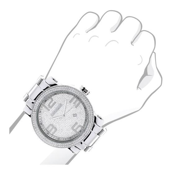 Luxurman Genuine Mens Diamond Watch paved in 0.12 ct White Sparkling Stones 3