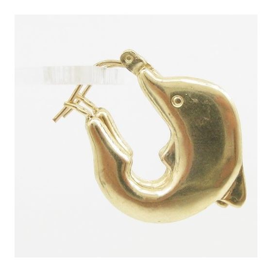 10k Yellow Gold earrings Dolphin hoop AGBE65 3