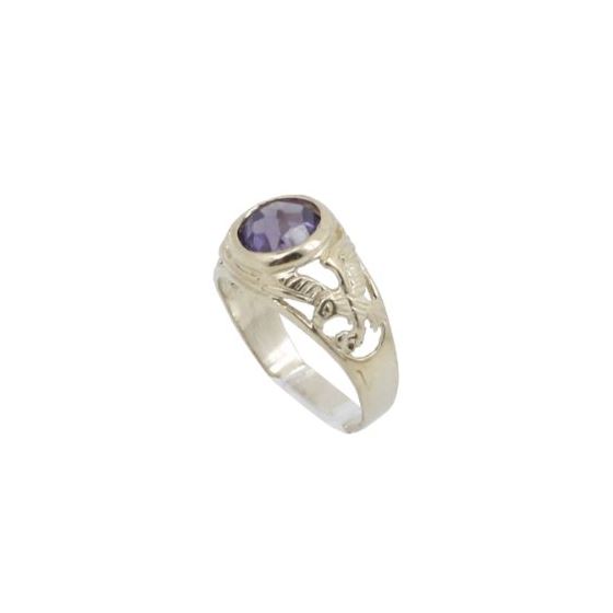 10k Yellow Gold Syntetic purple gemstone ring ajjr60 Size: 2.75 1