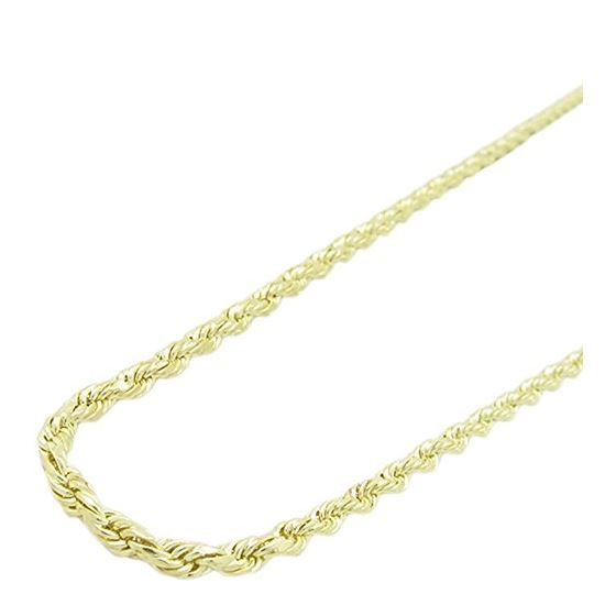 "Mens 10k Yellow Gold skinny rope chain ELNC35 20"" long and 2mm wide 1"