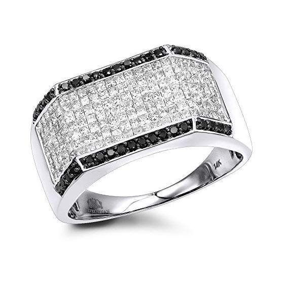 14K Black White Round Princess Cut Natural 2.2 Ctw