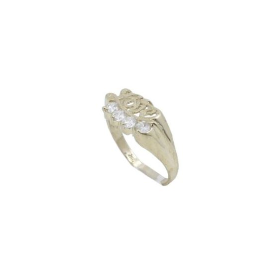 10k Yellow Gold Syntetic white love gemstone ring ajr26 Size: 7 1