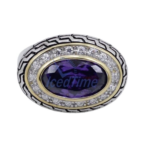 "Ladies .925 Italian Sterling Silver Purple Violet synthetic gemstone ring SAR39 6